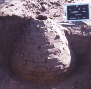 Photo of brick septic tank in Block 13, Courtesy Pueblo Grande Museum, City of Phoenix