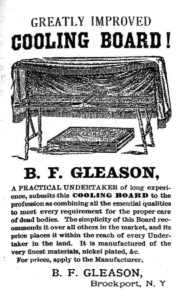 An ad for a Victorian Era cooling board.