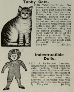 An image of two toys listed in the 1895 Montgomery Ward catalogue. 