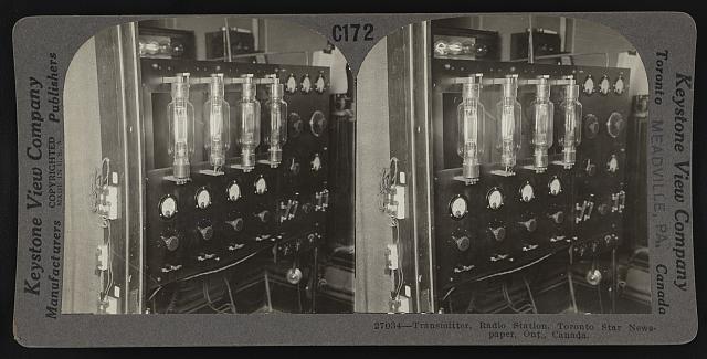 A stereoscope picture set of radio transmitters, circa 1930.