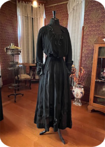 A late Victorian Era mourning dress, on display at Rosson House Museum.