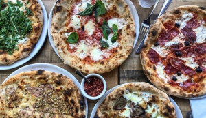 A picture of several types of delicious looking pizzas at Pizzeria Bianco.
