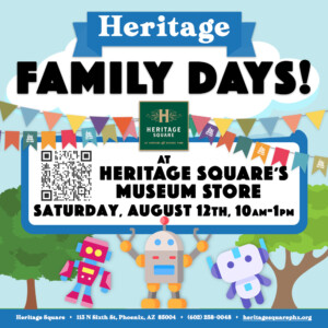 An image promoting Heritage Family Day on August 12, 2023, from 10am to 1pm.