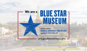 An image that has the Blue Star Museum logo imposed over a picture of Rosson House Museum.