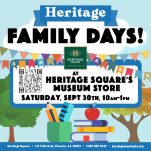 An image promoting Heritage Family Day on Saturday, September 30, 2023, from 10am to 1pm.