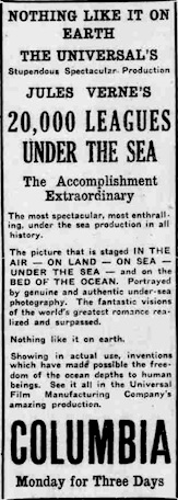 An ad from a 1917 Phoenix newspaper for the film 20,000 Leagues Under the Sea.