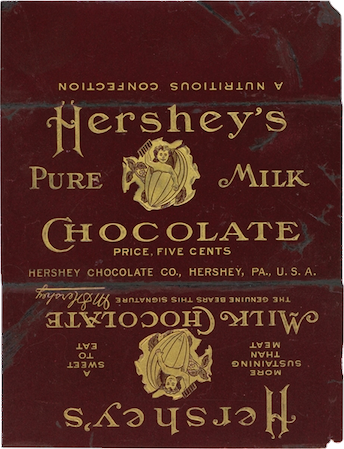 An early Hershey's chocolate bar wrapper, circa 1900.