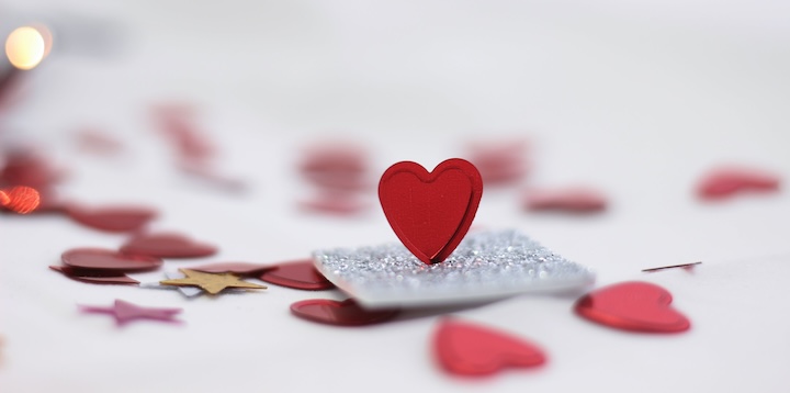 A picture of Valentines Day confetti.