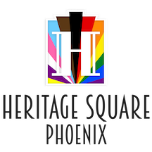The Heritage Square logo celebrating Pride Month.