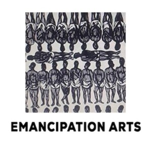 The logo for Emancipation Arts, with text.
