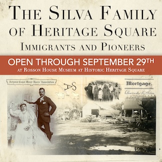 A graphic promoting the Silva Family Exhibit at Rosson House Museum, open through September 29, 2024.