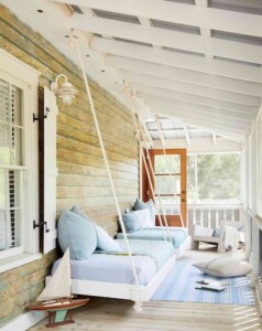 A photo of a modern day version of a sleeping porch.